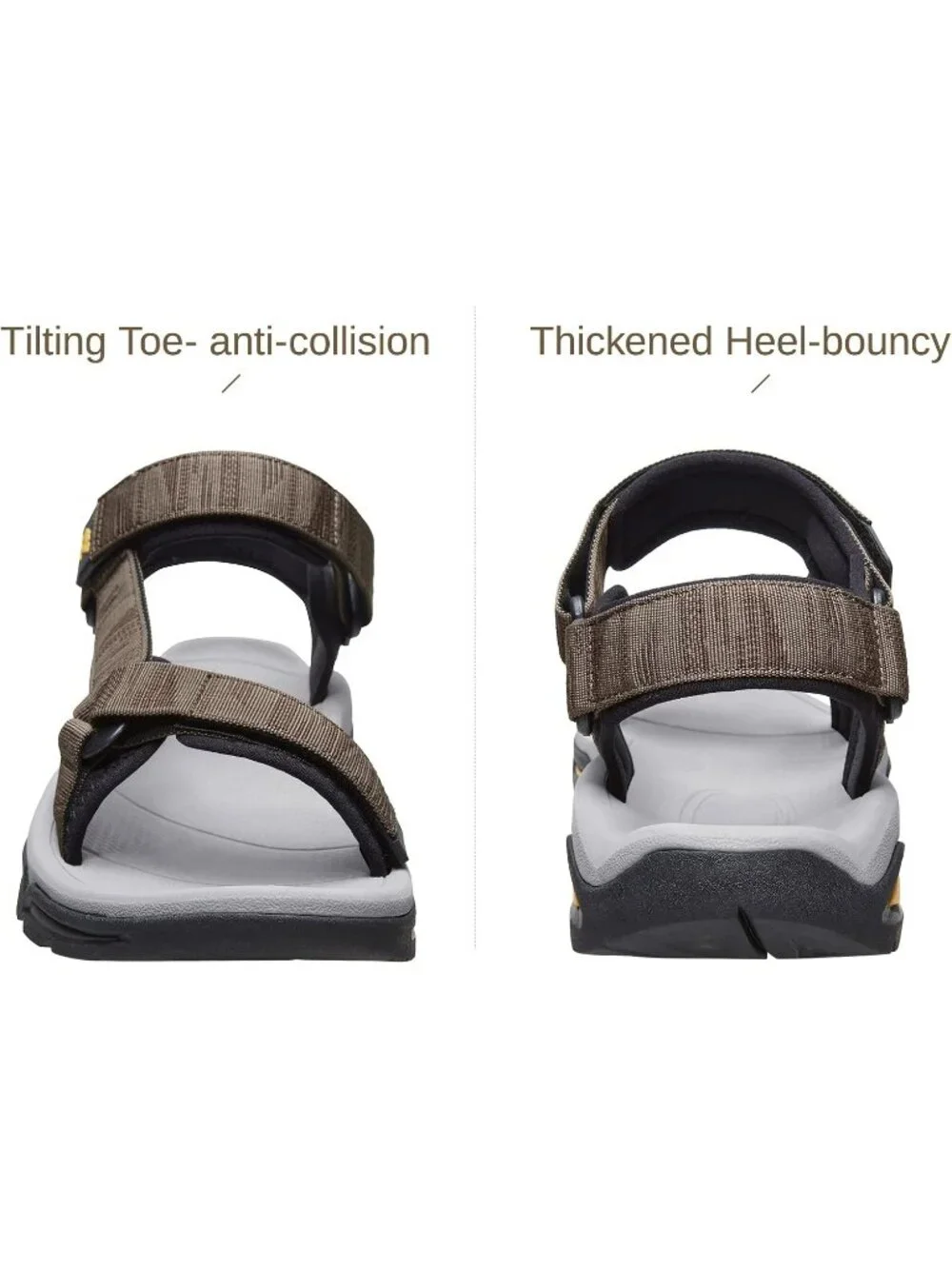 Men's Brown Arch Support Open Toe Beach Comfortable Hiking Sandals Shoes